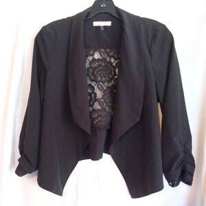 C’est Toi Lace Back Drape Jacket L Gothic Romantic Boho Chic Dark Academia Black